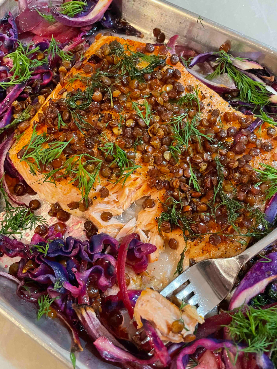 Feed Your Fire Podcast recipe, sheet pan dinner, easy salmon recipe